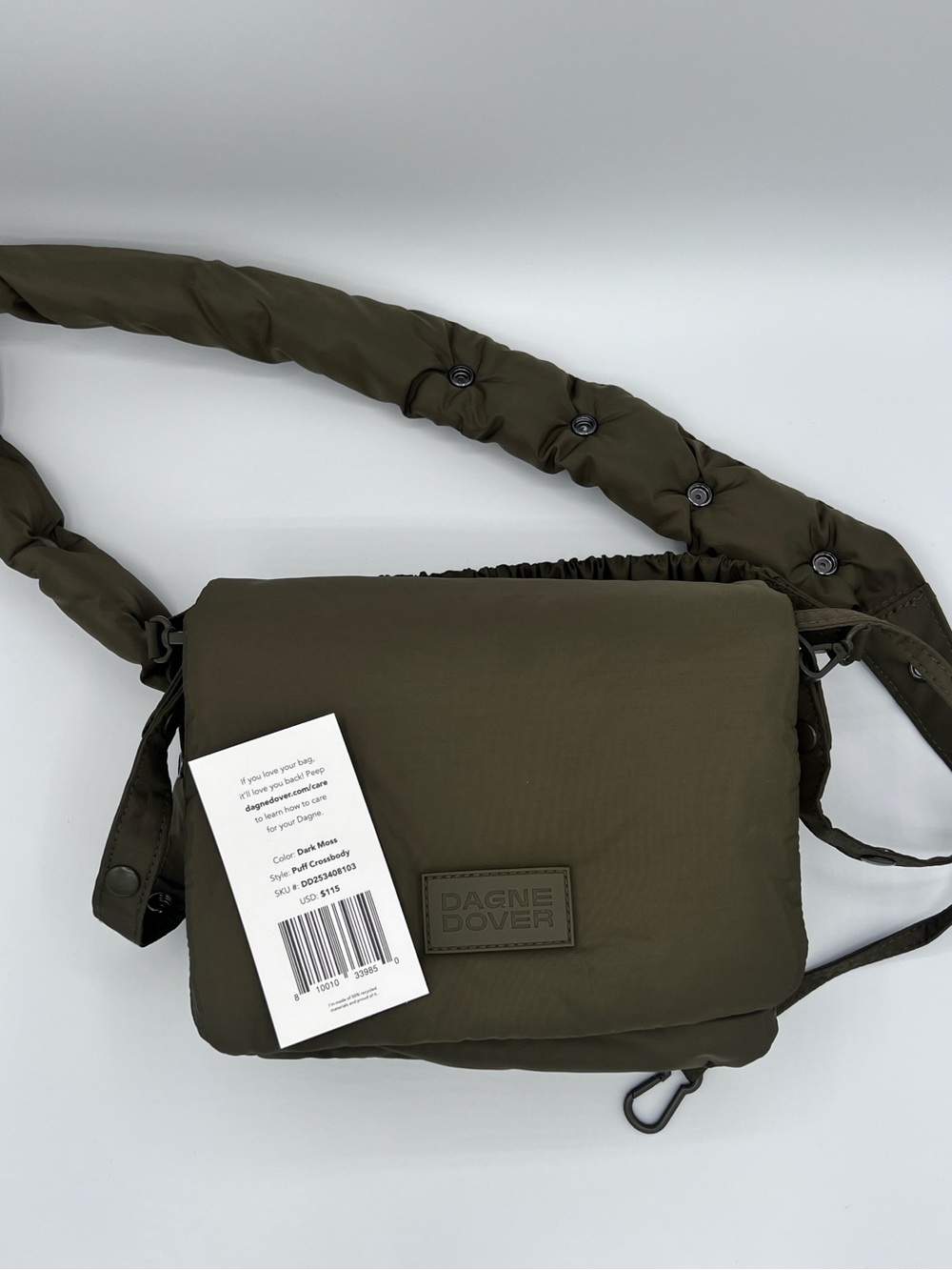 Dagne Dover Olive Green Kitty Padded Crossbody Messenger Shoulder Bag NWT